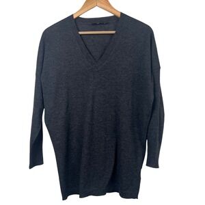 Jarbo Charcoal Grey V Neck Wool Cashmere Blend Sweater Size 36 Small